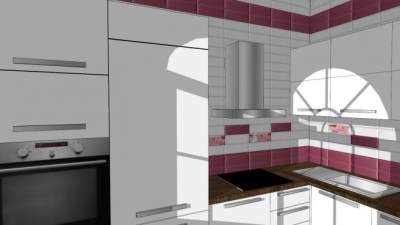 现代转角室内厨房SU模型下载_sketchup草图大师SKP模型