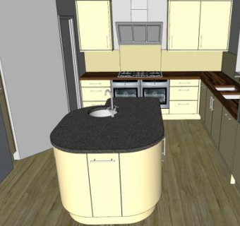 现代岛型室内厨房SU模型下载_sketchup草图大师SKP模型