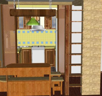 现代中式风格室内厨房SU模型下载_sketchup草图大师SKP模型