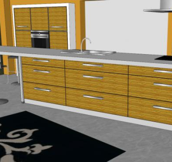 现代厨房烹饪装修SU模型下载_sketchup草图大师SKP模型