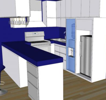 现代化厨房橱柜SU模型下载_sketchup草图大师SKP模型