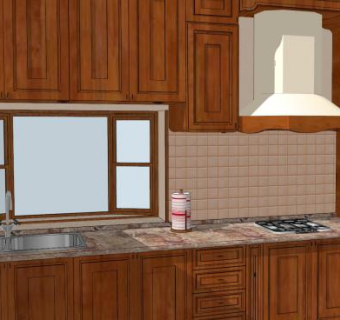 简欧风格实木厨房SU模型下载_sketchup草图大师SKP模型