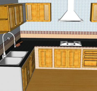 简欧风格小型厨房SU模型下载_sketchup草图大师SKP模型