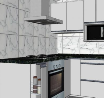 简欧大理石厨房SU模型下载_sketchup草图大师SKP模型