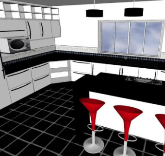 现代厨房烹饪风格SU模型下载_sketchup草图大师SKP模型