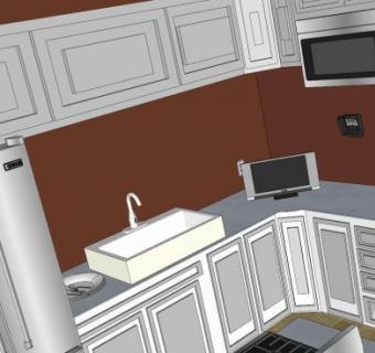 现代定制厨房SU模型下载_sketchup草图大师SKP模型