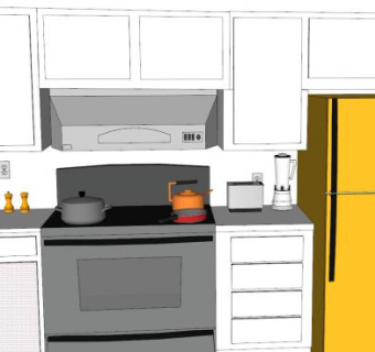 现代装修室内厨房SU模型下载_sketchup草图大师SKP模型