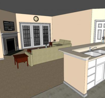 现代公寓装修厨房SU模型下载_sketchup草图大师SKP模型