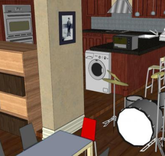 现代厨房室内装修SU模型下载_sketchup草图大师SKP模型