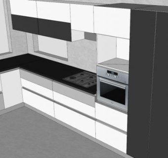 欧式厨房家具装修SU模型下载_sketchup草图大师SKP模型