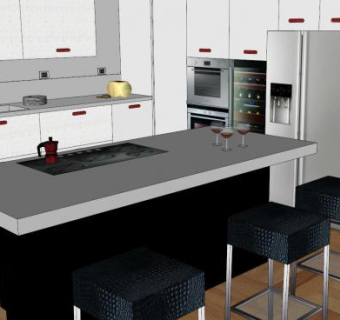 宜家风格室内餐桌厨房SU模型下载_sketchup草图大师SKP模型