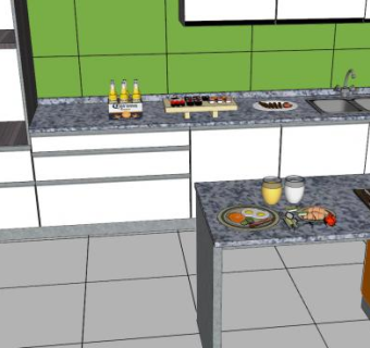 休闲烹饪室内厨房SU模型下载_sketchup草图大师SKP模型