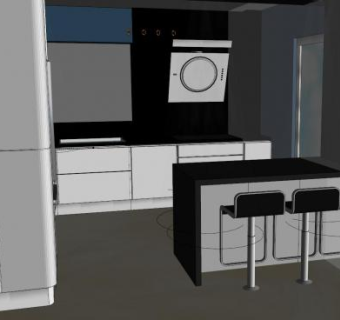 现代厨房家具厨具SU模型下载_sketchup草图大师SKP模型