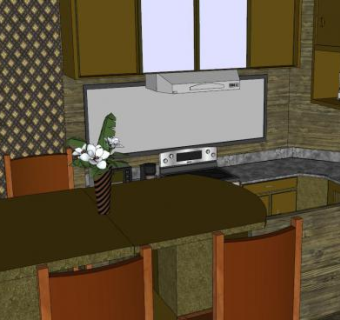 现代室内厨房餐厅SU模型下载_sketchup草图大师SKP模型