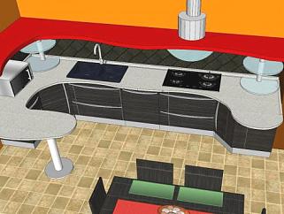 创意室内家具厨房SU模型下载_sketchup草图大师SKP模型