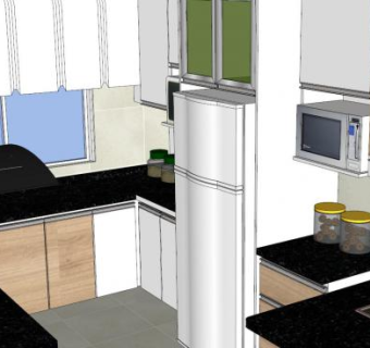 现代室内小型厨房家具SU模型下载_sketchup草图大师SKP模型