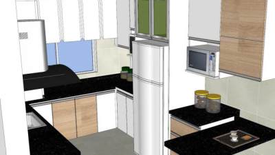 现代室内小型厨房家具SU模型下载_sketchup草图大师SKP模型