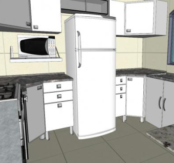 小型开放式厨房SU模型下载_sketchup草图大师SKP模型
