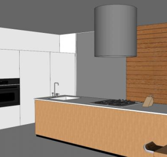 现代化室内厨房装修SU模型下载_sketchup草图大师SKP模型