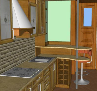 复古厨房室内橱柜SU模型下载_sketchup草图大师SKP模型