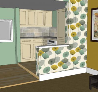 现代化露台房屋厨房SU模型下载_sketchup草图大师SKP模型