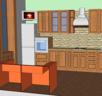 现代家居室内厨房装修SU模型下载_sketchup草图大师SKP模型