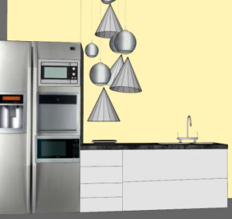 未来厨房室内家具SU模型下载_sketchup草图大师SKP模型