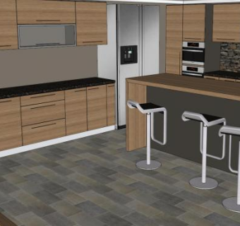 现代厨房室内家具餐桌SU模型下载_sketchup草图大师SKP模型