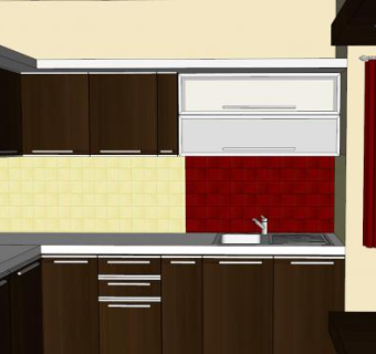 现代家具L型厨房SU模型下载_sketchup草图大师SKP模型