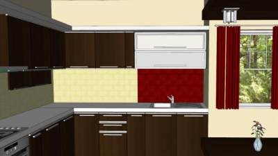 现代家具L型厨房SU模型下载_sketchup草图大师SKP模型