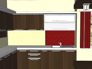 现代家具L型厨房SU模型下载_sketchup草图大师SKP模型