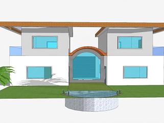 现代住宅泳池建筑SU模型下载_sketchup草图大师SKP模型