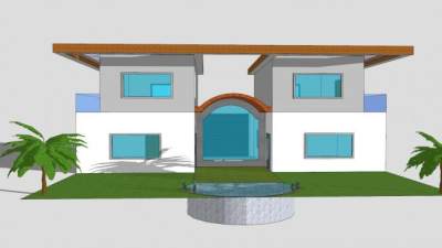 现代住宅泳池建筑SU模型下载_sketchup草图大师SKP模型