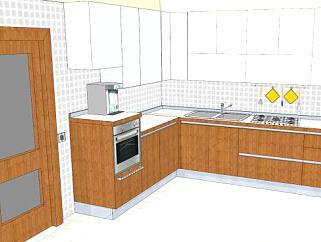 简约L型厨房家具SU模型下载_sketchup草图大师SKP模型