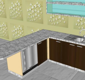 现代三维室内厨房SU模型下载_sketchup草图大师SKP模型