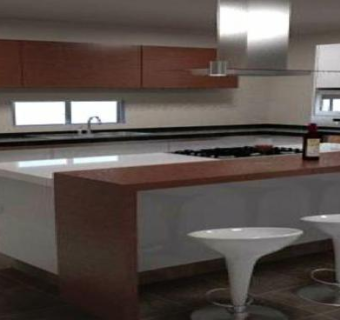 简约厨房室内家具装修SU模型下载_sketchup草图大师SKP模型