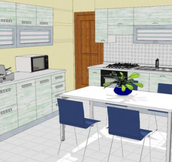 现代家具L型厨房橱柜SU模型下载_sketchup草图大师SKP模型