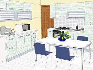 现代家具L型厨房橱柜SU模型下载_sketchup草图大师SKP模型