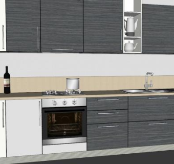 现代化厨房家具装修SU模型下载_sketchup草图大师SKP模型