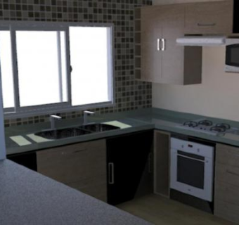 简欧风格室内厨房家具SU模型下载_sketchup草图大师SKP模型