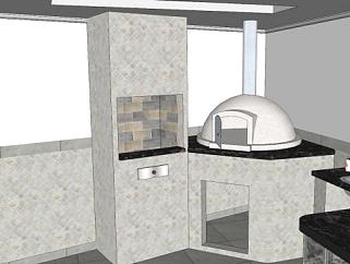 <em>老式</em>厨房室内家具SU模型下载_sketchup草图大师SKP模型