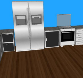 简约室内厨房家具SU模型下载_sketchup草图大师SKP模型