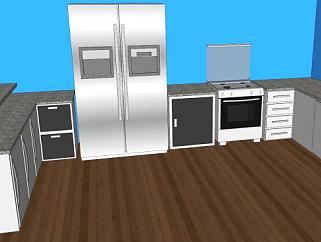 简约室内厨房家具SU模型下载_sketchup草图大师SKP模型