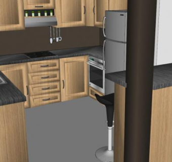 烹调家具开放式厨房SU模型下载_sketchup草图大师SKP模型
