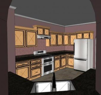 现代休闲室内厨房SU模型下载_sketchup草图大师SKP模型