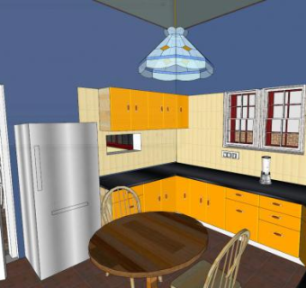 大厦室内厨房SU模型下载_sketchup草图大师SKP模型