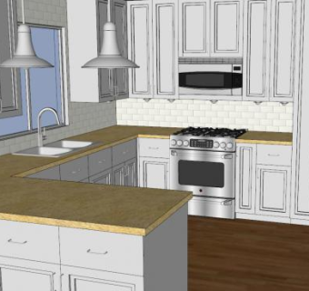 现代白色厨房家具SU模型下载_sketchup草图大师SKP模型