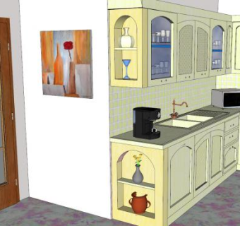 陶尔米纳简欧厨房SU模型下载_sketchup草图大师SKP模型