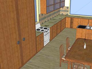 现代室内家中餐厅厨房SU模型下载_sketchup草图大师SKP模型