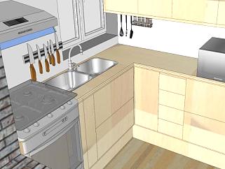 现代室内小型厨房SU模型下载_sketchup草图大师SKP模型